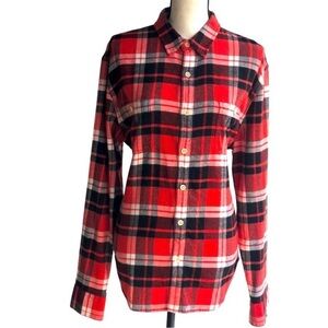 Lucky Brand Women's Button‎ Up Shirt Long Sleeve 97% Cotton Size L Plaid